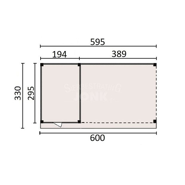 JWOODS Buitenverblijf 600x300cm incl. berging 200(b), Geschaafd met verticaal Triple rabat Zwart