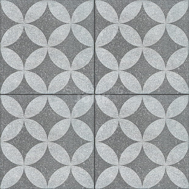 Restpartij Zwanenburg: ca. 4m2 GeoProArte Design 60x60x4 cm Belgian Blue Dark Grey Flower