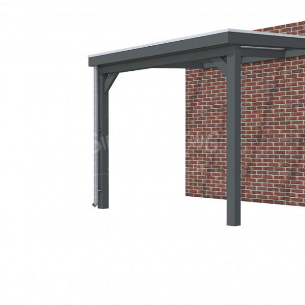 Veranda Classic 300, 312 x 310 cm., vuren, dakplaten helder, antraciet gespoten