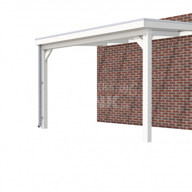 Veranda Classic 400, 412 x 310 cm., vuren, dakplaten helder, wit gespoten