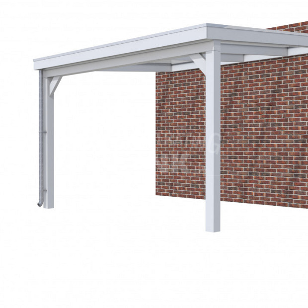 Veranda Classic 400, 412 x 360 cm., vuren, dakplaten helder, lichtgrijs gespoten