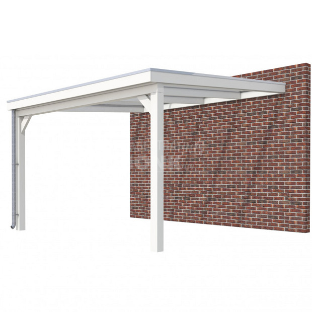 Veranda Classic 400, 412 x 410 cm., vuren, dakplaten helder, wit gespoten