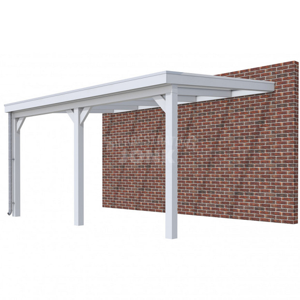 Veranda Classic 500, 512 x 360 cm., vuren, dakplaten helder, lichtgrijs gespoten