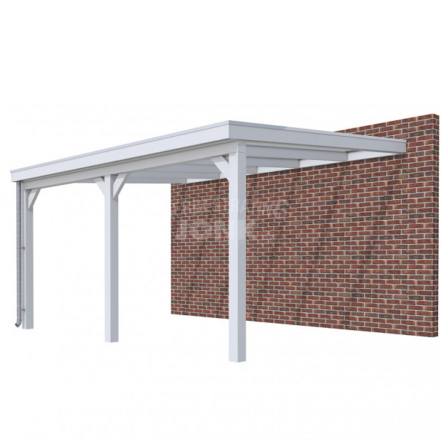 Veranda Classic 500, 512 x 410 cm., vuren, dakplaten helder, lichtgrijs gespoten