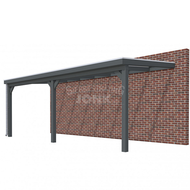 Veranda Classic 700, 712 x 310 cm., vuren, dakplaten helder, antraciet gespoten