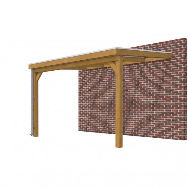 Veranda Classic 400, 412 x 310 cm., douglas, dakplaten helder, groen geïmpregneerd