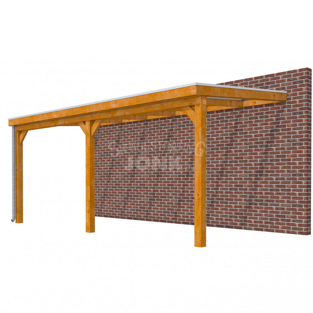 Veranda Classic 600, 612 x 310 cm., douglas, dakplaten helder, transparant gespoten