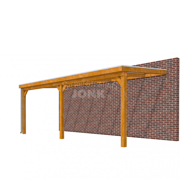 Veranda Classic 700, 712 x 310 cm., douglas, dakplaten helder, transparant gespoten