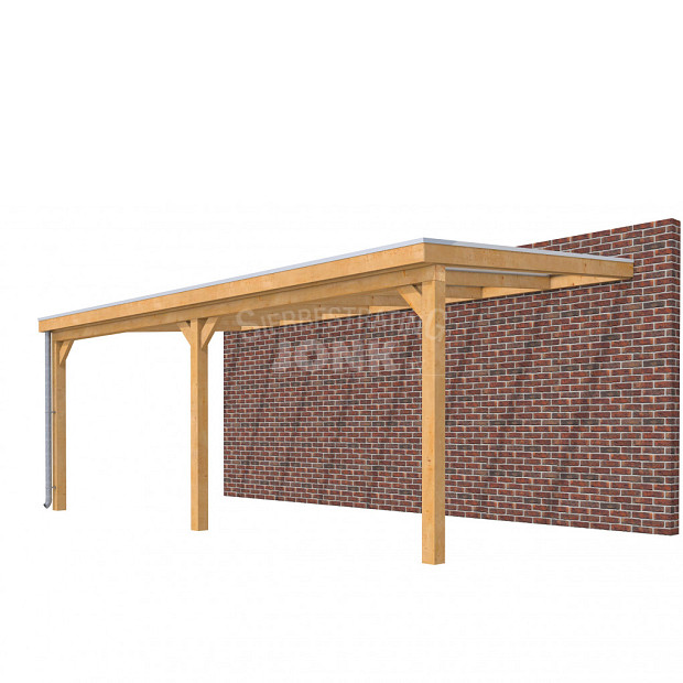 Veranda Classic 700, 712 x 360 cm., douglas, dakplaten helder, kleurloos geïmpregneerd