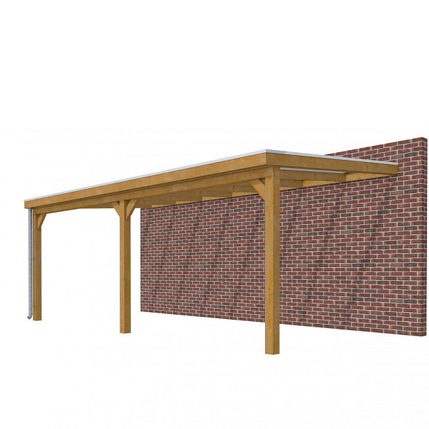 Veranda Classic 700, 712 x 360 cm., douglas, dakplaten helder, groen geïmpregneerd