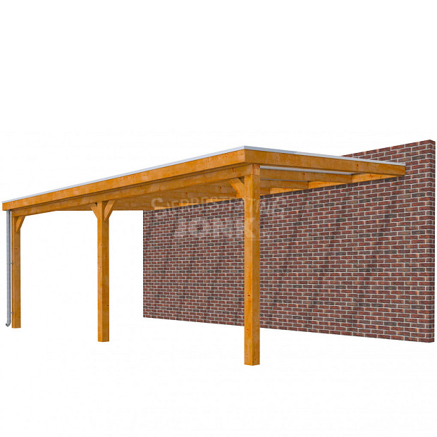 Veranda Classic 700, 712 x 410 cm., douglas, dakplaten helder, transparant gespoten