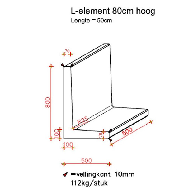 L-Element Tachtig 50x50x80 cm (L x Voet x H) Antraciet