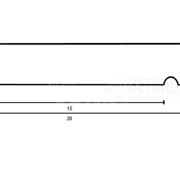 muurafdekb vlak 20x100x5 zwart gecoat