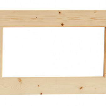 Vuren vast raam met helder glas, 71,2 x 43,8 cm., onbehandeld