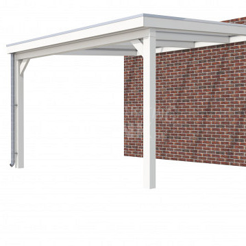 Veranda Classic 400, 412 x 410 cm., vuren, dakplaten helder, wit gespoten