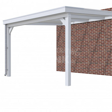 Veranda Classic 400, 412 x 410 cm., vuren, dakplaten opaal, lichtgrijs gespoten