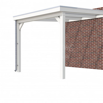 Veranda Classic 300, 312 x 410 cm., vuren, dakplaten helder, wit gespoten