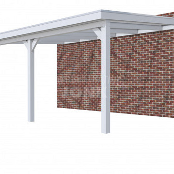 Veranda Classic 600, 612 x 410 cm., vuren, dakplaten helder, lichtgrijs gespoten