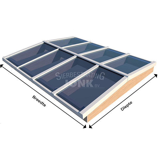 Zadeldak Lichtstraat 8-ruits 322,2(B) x 155(D) cm, enkel glas