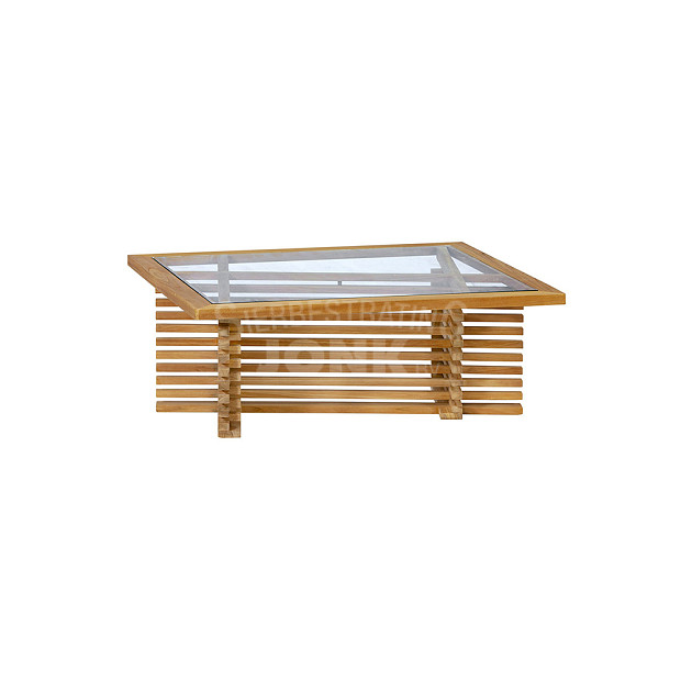 Riverside tafel met glasplaat 100x80x39 cm teak