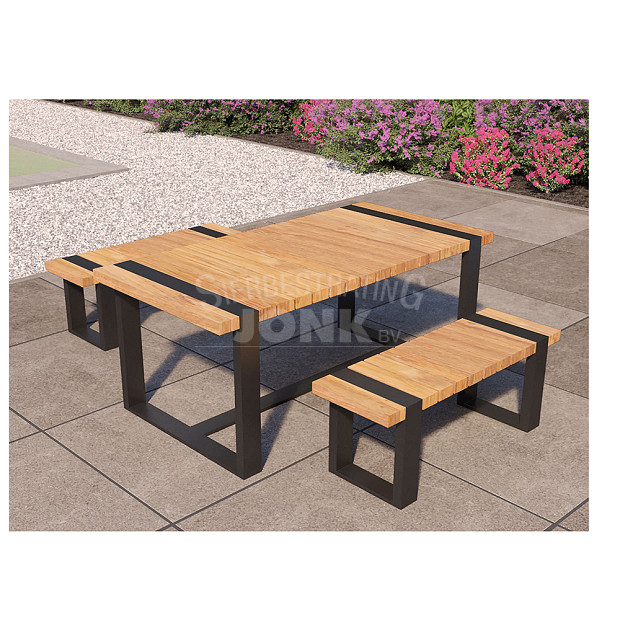 Tuinset Wellington tafel en twee bankjes teak