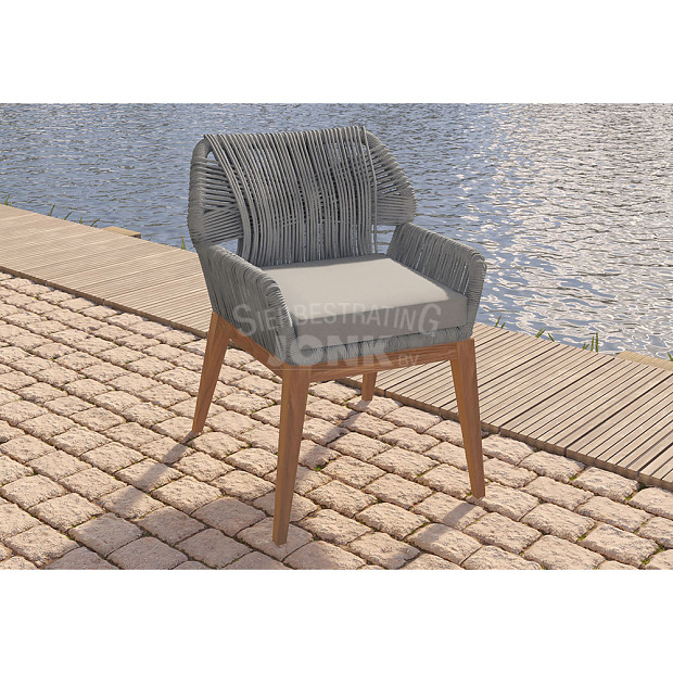 Stoel Granada incl. kussen onbehandeld teak 60x50x81 cm