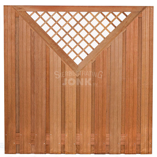 Tuinscherm Dronten geschaafd onbehandeld hardhout 21-planks Superieur 180x180 cm