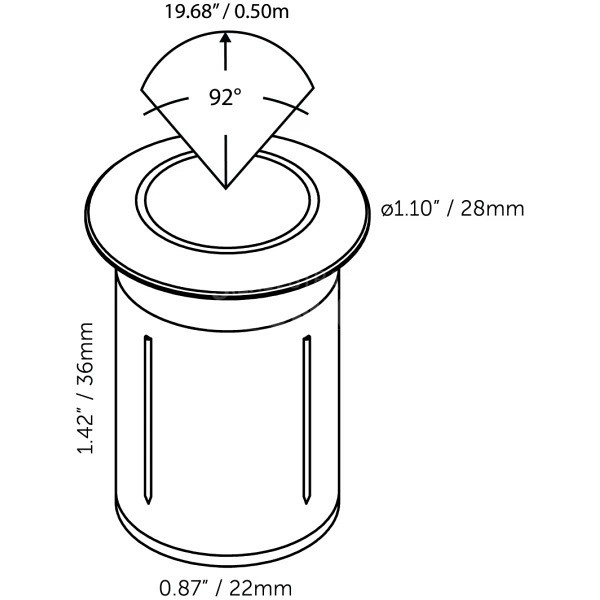 DOT 22 grondspot met ring Ø28 mm rvs