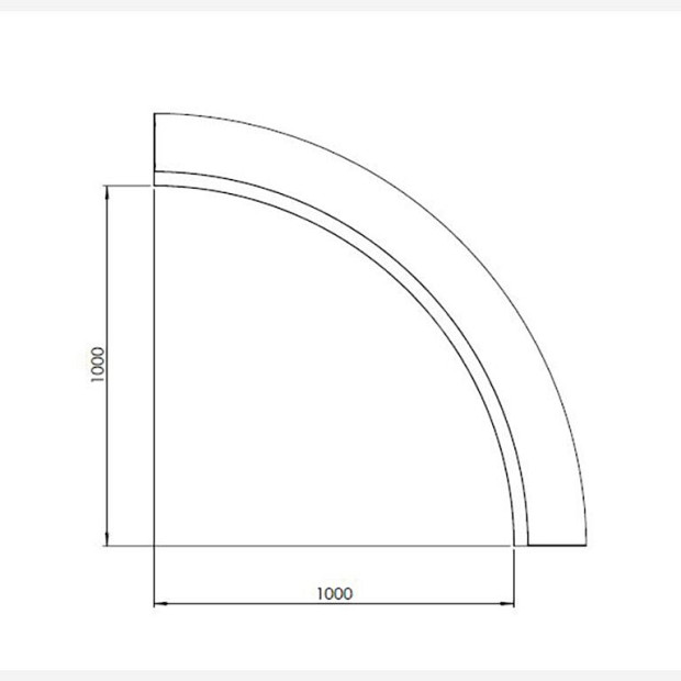 Gepoedercoat staal keerwand binnenbocht 100x100x30 cm wit