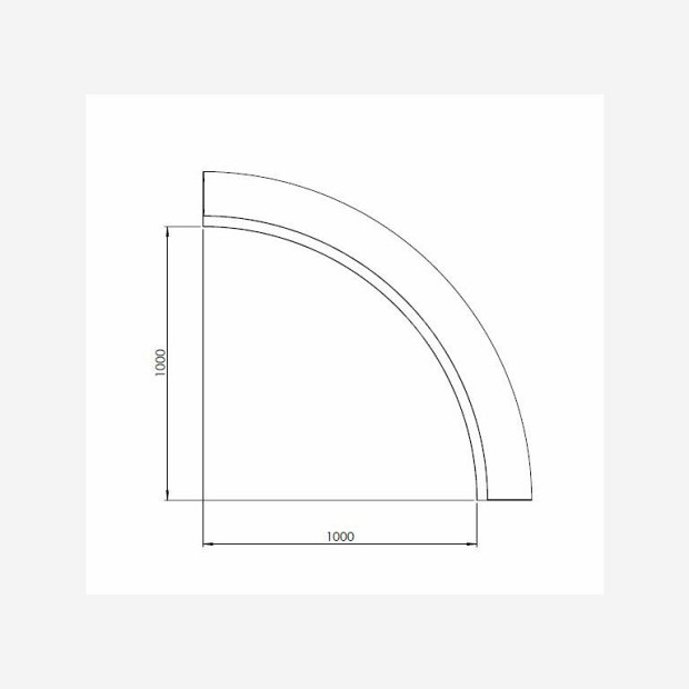 Gepoedercoat staal keerwand binnenbocht 100x100x40 cm zwart