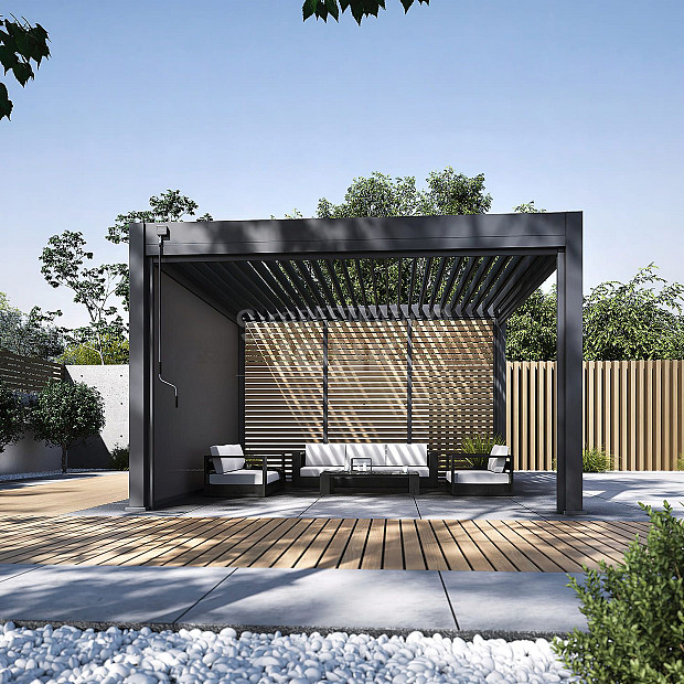 Shuttershade Aluminium Pergola Prime 400x400x255cm Charcoal RAL 7015 Vrijstaand