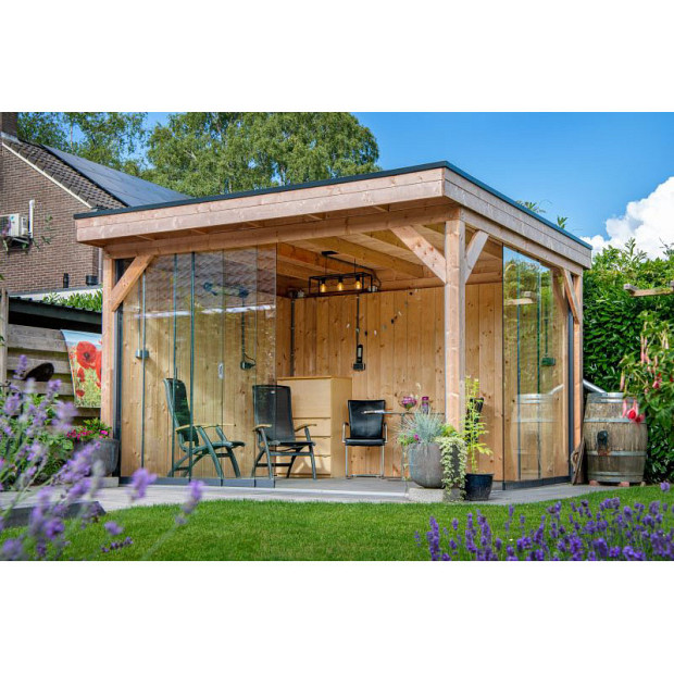Glazen schuifwandset compleet 5-sporig zwart - inbouwhoogte 238-242 cm deurbreedte 82 cm/max 402 cm